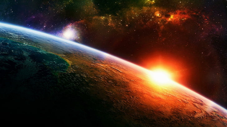 planet, earth, space, stars Free HD Wallpaper