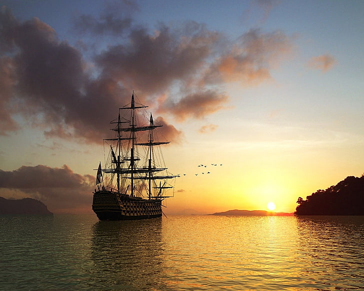 Sailboat HD, dusk, nature, sea, beauty in nature Free HD Wallpaper