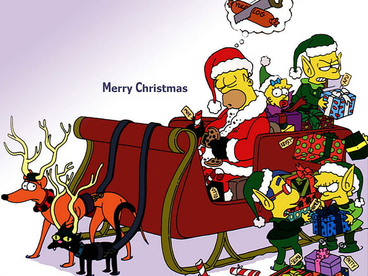 Simpsons Christmas Tree, clothes, red, red clothes, cartoon