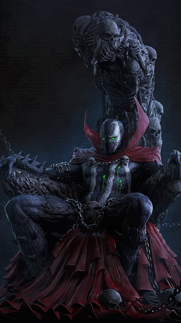 Spawn Fan Art, bones, statue, no people, black color Free HD Wallpaper