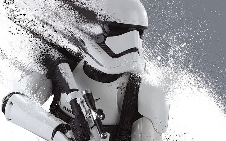 Stormtrooper Star Wars Republic, equipment, still life, metal, splashing