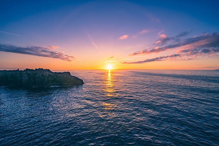 Sunset Wall Murals, sea, morning light, landscape, 35mm