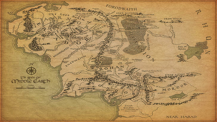 Tolkien Middle Earth, digital, lotr, map,, Middle-earth Free HD Wallpaper