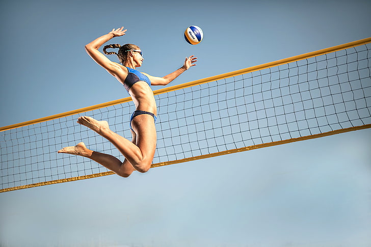 Volleyball Equipment, mesh, volleyball, jump, the ball Free HD Wallpaper