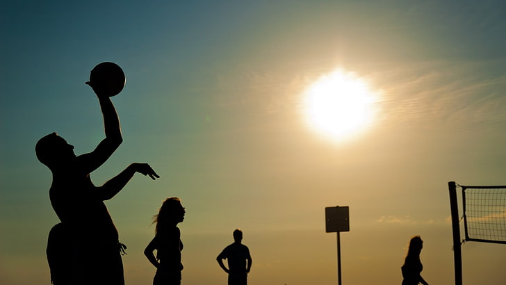 Volleyball Logo Silhouette, lens flare, lifestyles, nature, sunset