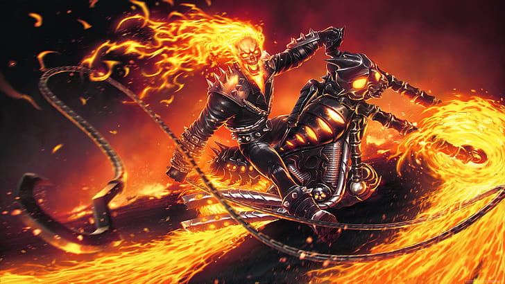 Zarathos, fire, ghost rider, byke, marvel comics Free HD Wallpaper