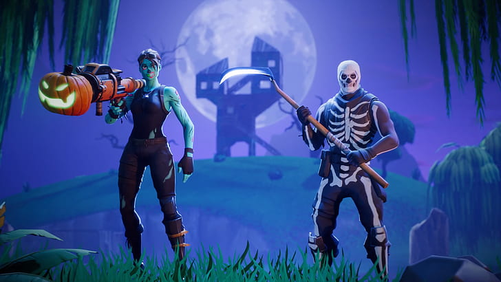 Aerial Skull Trooper, fortnite, Battle Royale, battle royale, pc gaming Free HD Wallpaper