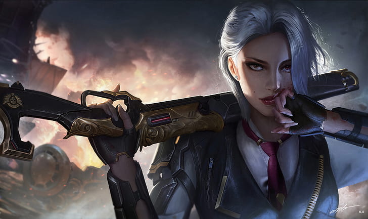 Ash Overwatch 2, overwatch, art,, white hair, ashe overwatch Free HD Wallpaper