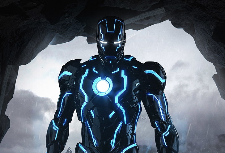 Avengers Iron Man, armor, iron man, neon Free HD Wallpaper