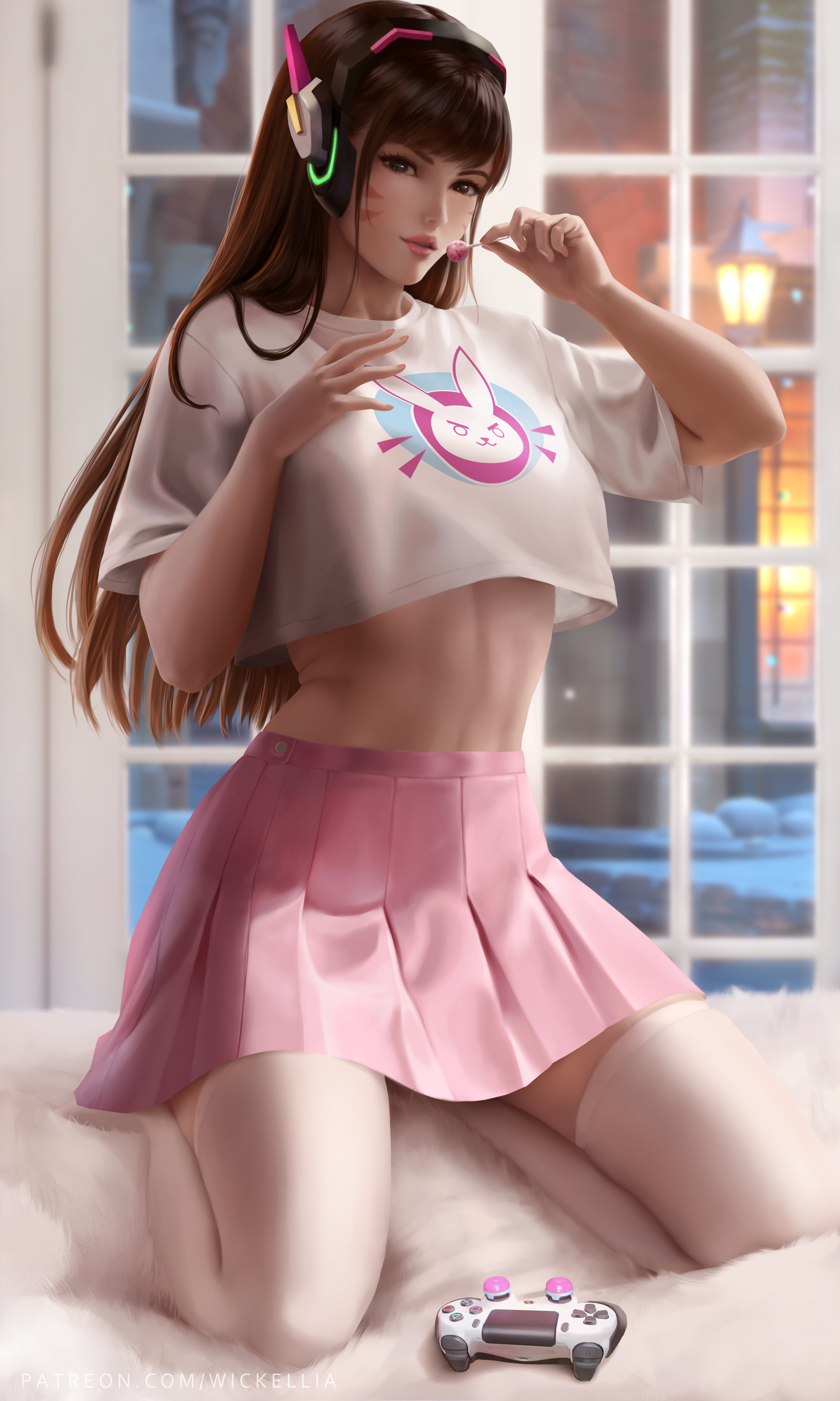 Awesome Digital Art, video game characters, dva overwatch, overwatch, belly