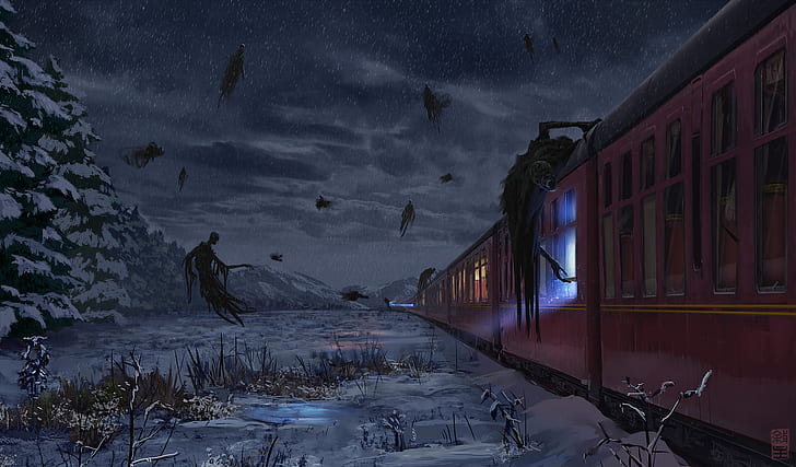 Cool Harry Potter Art, the dementors, hogwarts express, josh hutchinson, dementors