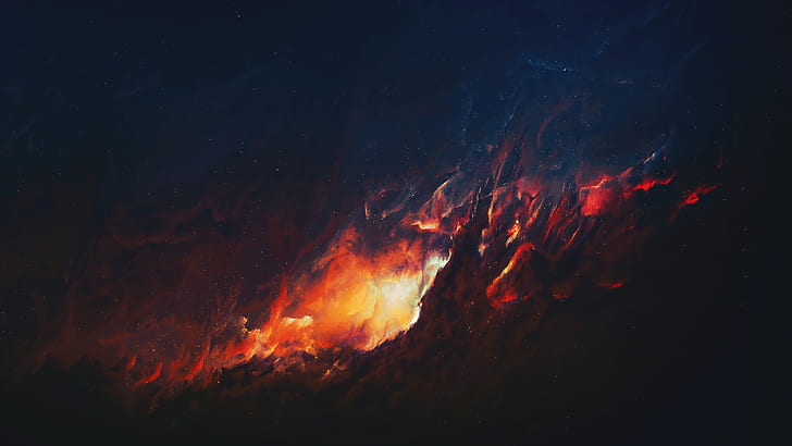 fire, spacescape, nebula, deep space Free HD Wallpaper