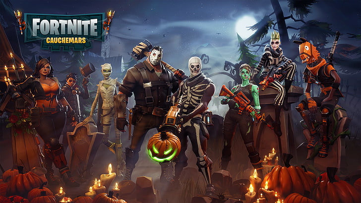 Fortnite Halloween Costumes, illuminated, spooky, flame, human representation Free HD Wallpaper