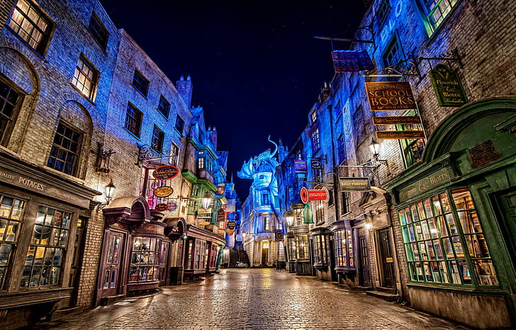Harry Potter World Diagon Alley, universal studios, diagon alley, man made, street Free HD Wallpaper