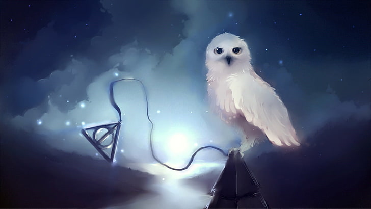 Hedwig Drawing, illuminated, hedwig, harry potter, animal wildlife Free HD Wallpaper