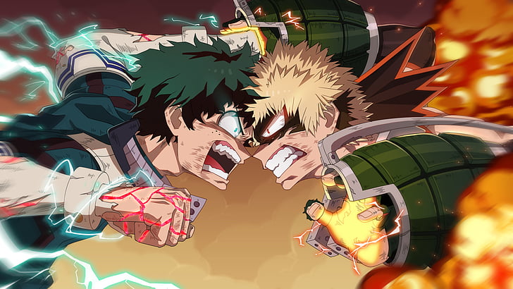 My Hero Academia Characters Bakugo, my hero academia, katsuki bakugou, anime, izuku midoriya Free HD Wallpaper