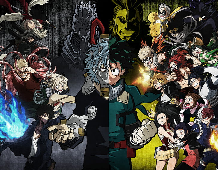 One All My Hero Academia Anime, muscular boku no hero academia, tsuyu asui, himiko toga, tomura shigaraki Free HD Wallpaper