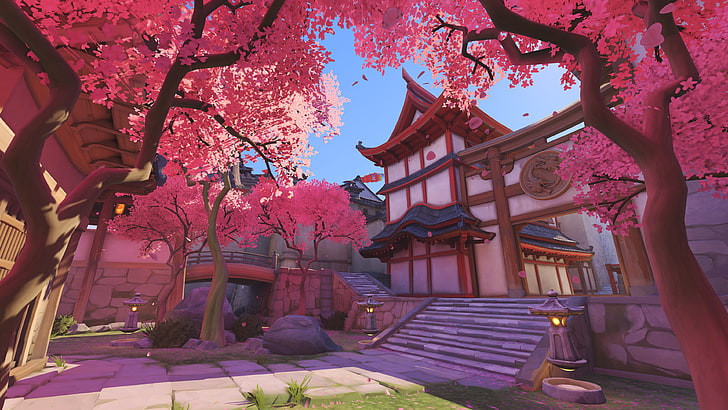 Overwatch Reaper Computer, cherry tree, low angle view, overwatch, pink color Free HD Wallpaper