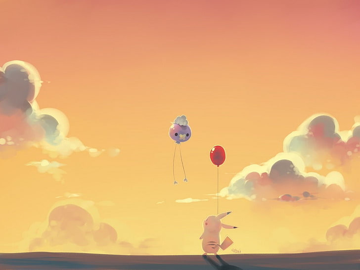 Pokemon Balloons Characters, vacations, summer, air, pikachu Free HD Wallpaper
