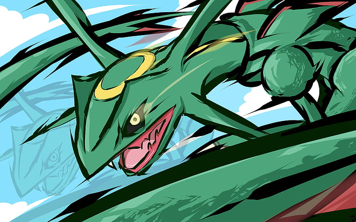 Rayquaza Anime, creativity, nature, abstract, pattern Free HD Wallpaper