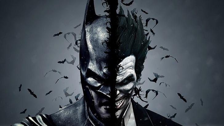 Scary Joker From Batman, closeup, batman arkham origins, animal wildlife, digital composite