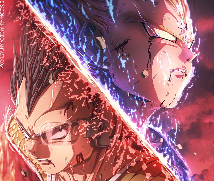 Vegeta vs Goku, red, art and craft, animal representation, indoors Free HD Wallpaper