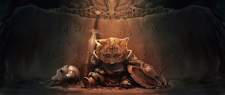 Anime Warrior Cat Drawings, indoors, studio shot, human representation, art and craft Free HD Wallpaper