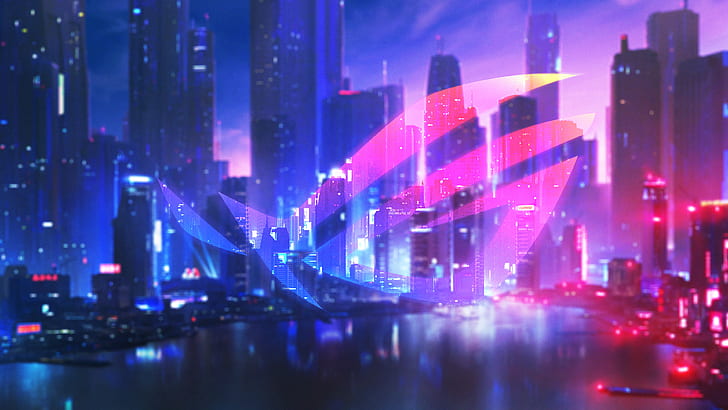 Asus UHD, nightfall, neon, rog, asus Free HD Wallpaper