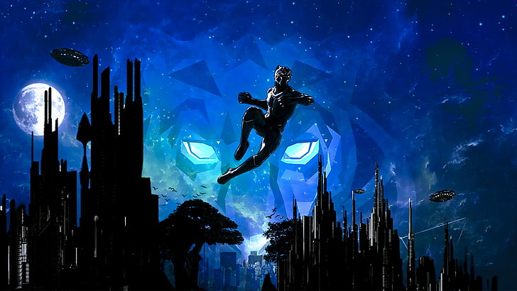 Black Panther Avatar, artwork, blue, leisure activity, animals in the wild