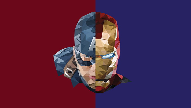 Captain America vs Ultron, colored background, cut out, copy space, closeup Free HD Wallpaper