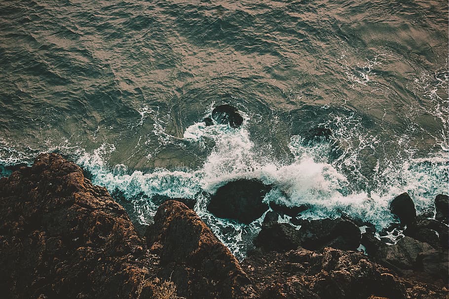 Colorful Abstract Art, photo, seaside, waves, rocky