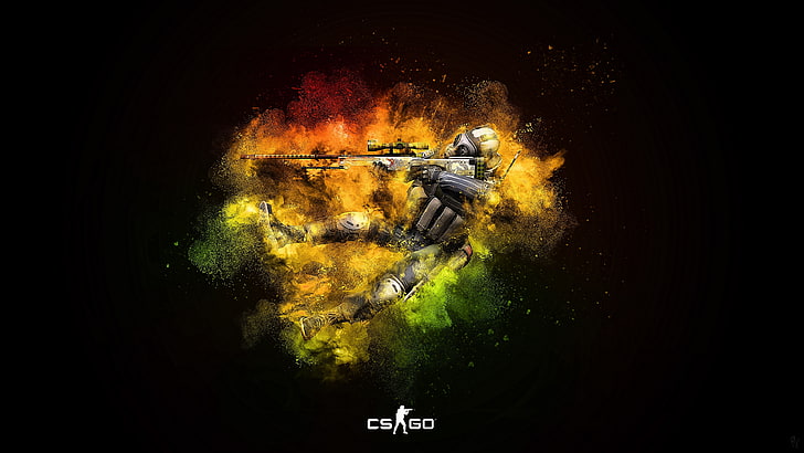 Counter Strike Headshot, yellow, closeup, surreal, astronomy Free HD Wallpaper