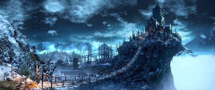 Dark Souls 3 3440X1440, tranquil scene, tree, cloud  sky, cold temperature