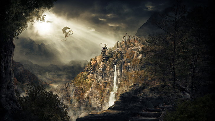 Dragonborn Fan Art, outdoors, forest, the elder scrolls v skyrim, fear Free HD Wallpaper