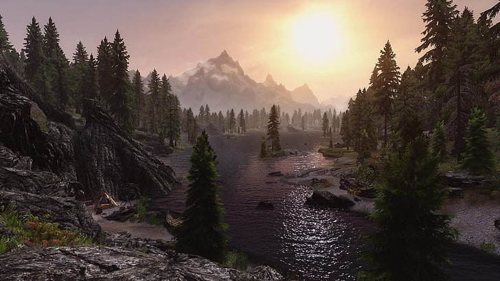 Elder Scrolls 5, sunlight, the elder scrolls v skyrim, idyllic, scenics  nature Free HD Wallpaper