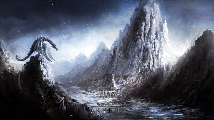 Elder Scrolls Skyrim Art, rock  object, fog, dark, the elder scrolls v skyrim Free HD Wallpaper