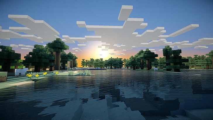 Epic Minecraft, nature, city, skyscraper, sun Free HD Wallpaper