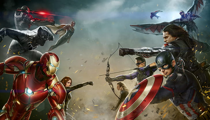 Marvel Civil War Comic Book, marvel comics, war machine, black widow, captain america Free HD Wallpaper