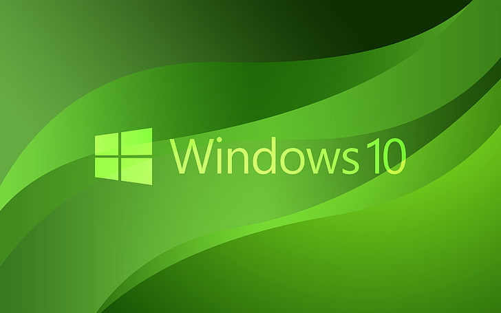 Microsoft Windows 10 Home Screen, wireless technology, wave pattern, green background, communication Free HD Wallpaper