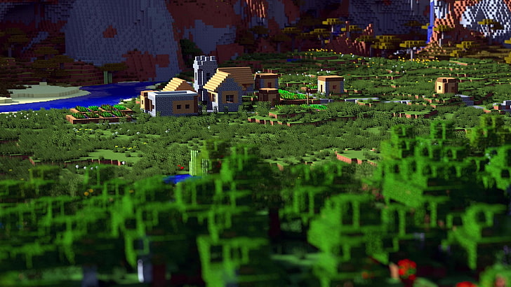 Minecraft Town Ideas, nature, house, city, architecture Free HD Wallpaper