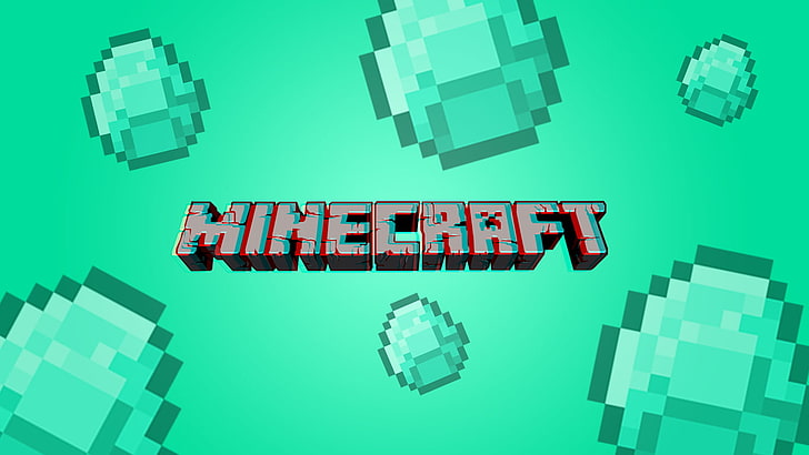 Minecraft Volume Alpha, text, minecraft, large group of objects, blue background Free HD Wallpaper