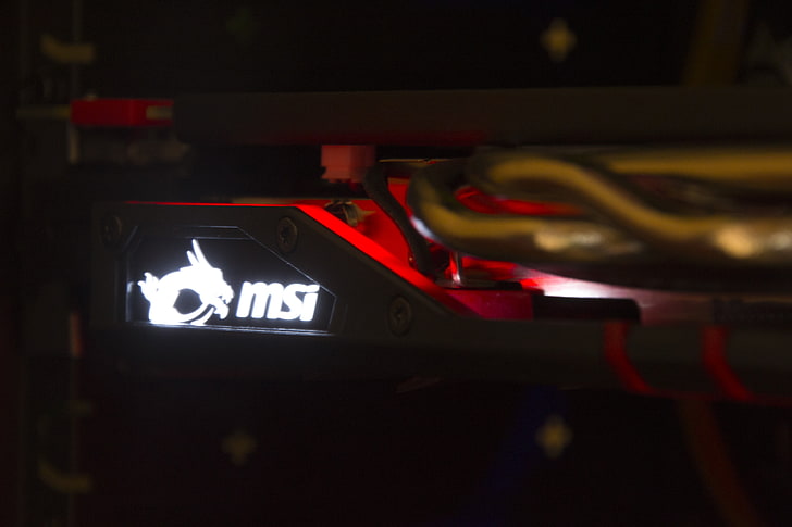 MSI Logo, illuminated, closeup, equipment, performance Free HD Wallpaper