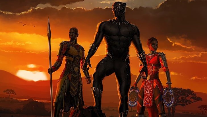 Nakia Black Panther, black panther, artwork, king of wakanda, nakia