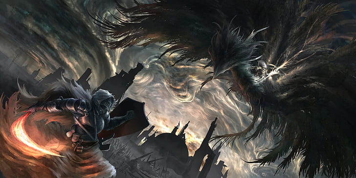 Nameless King Dragon, art, nameless king, dark souls iii, dark Free HD Wallpaper