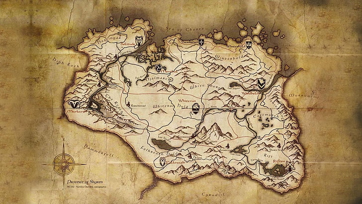 Skyrim Map Detailed, art and craft, animal representation, representation, no people Free HD Wallpaper