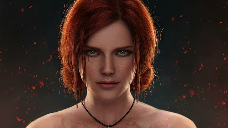 Triss Witcher Show, sorceress, the witcher 3 wild hunt, the witcher, green eyes Free HD Wallpaper