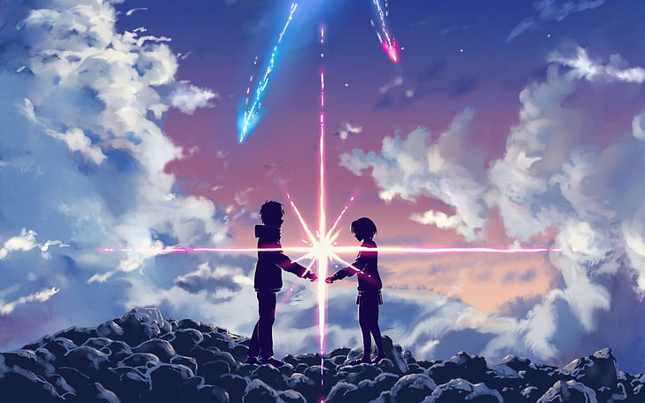 Your Name Anime Computer, leisure activity, people, tachibana taki, red Free HD Wallpaper