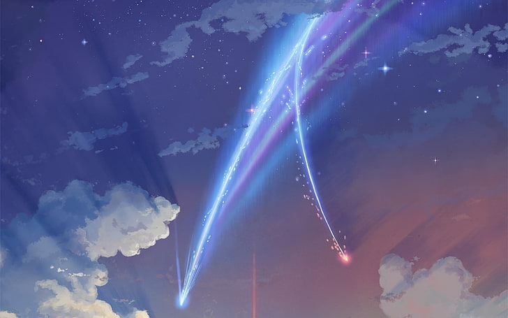 Your Name Japanese Anime, sky, long exposure, idyllic, glowing Free HD Wallpaper