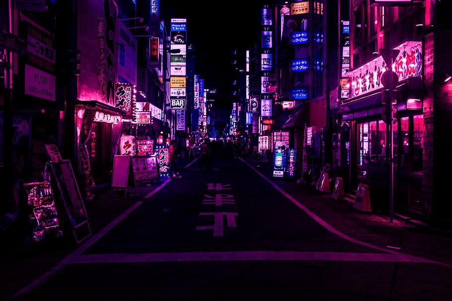 Anime Aesthetic PS4, no people, neon, street, built structure