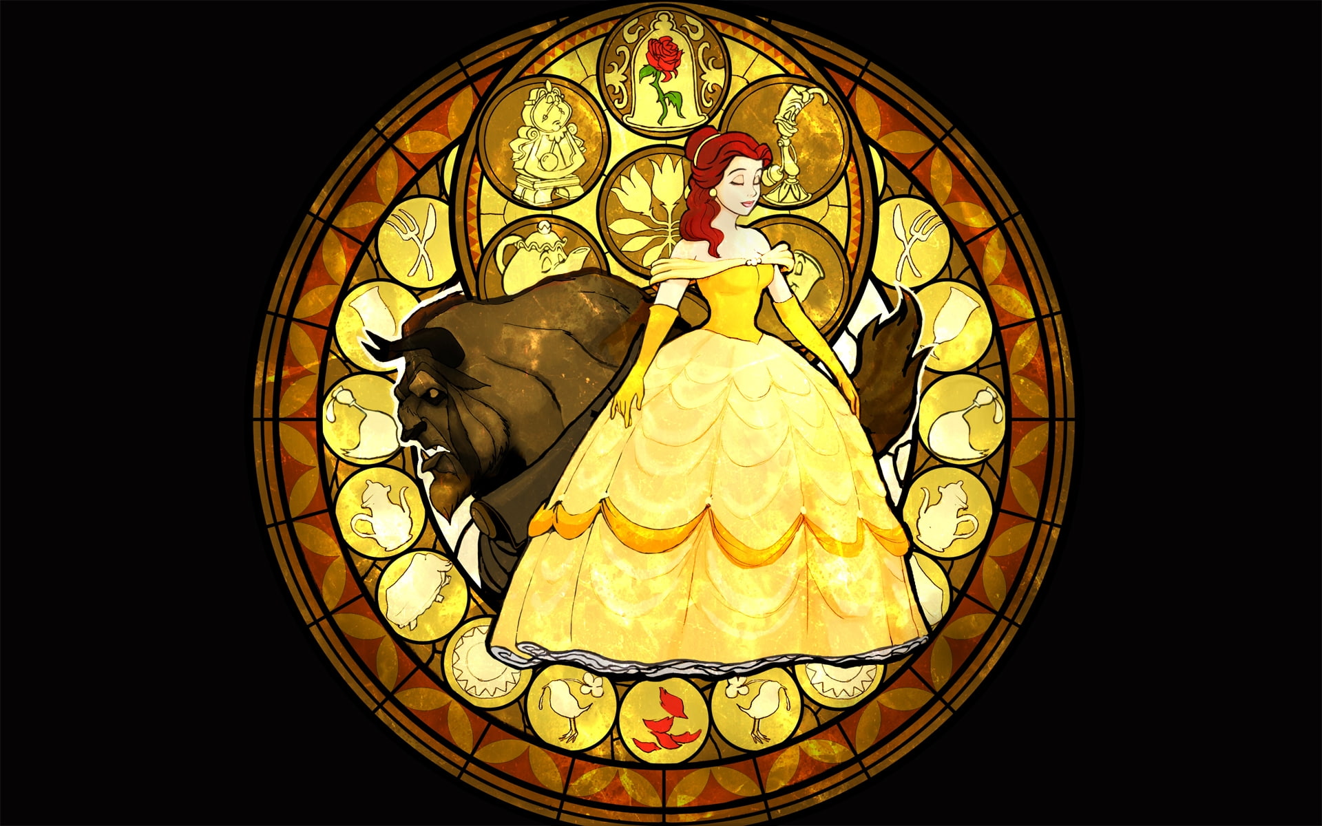 Beauty and the Beast Stained Glass Cake, disney, disney, video, games
